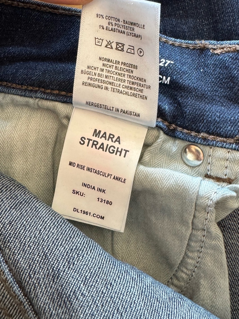 DL1961 Mara Straight Ankle‎ Mid Rise Instasculpt Dark Indigo Jeans Size 32 - Picture 10 of 10